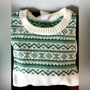 Melrose and Market Nordic Green and White Sweater
